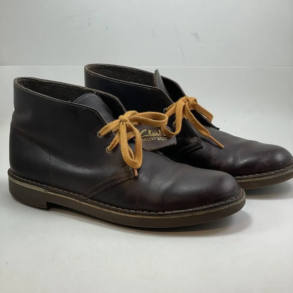 Clarks Original Desert Boot Men's 8 Brown Beeswax Leather Lace Up Comfort Shoes